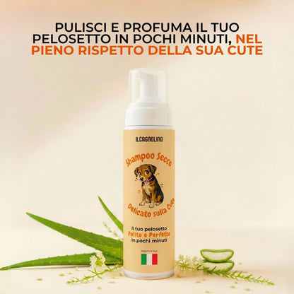 Shampoo Secco in Mousse per Cani – Formula Delicata a Base di Ingredienti Naturali