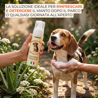 Shampoo Secco in Mousse per Cani – Formula Delicata a Base di Ingredienti Naturali